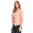 thumbnail image 2 of Women's Fitted Waist Length Jacket Open Front Draped Neck Ruched Sleeves, 2 of 5
