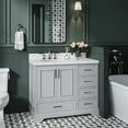thumbnail image 2 of Ariel Stafford 42 Inch Single Left Offset Oval Sink Bathroom Vanity With Carrara White Quartz Countertop 1.5 Edge In Grey, 2 of 9