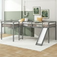 thumbnail image 3 of Harper & Bright Designs Wooden Twin Size Double Loft Bed with Slide, L Shaped Loft Bed Frame with Full-Length Guardrail for Kids Bedroom, Gray, 3 of 13
