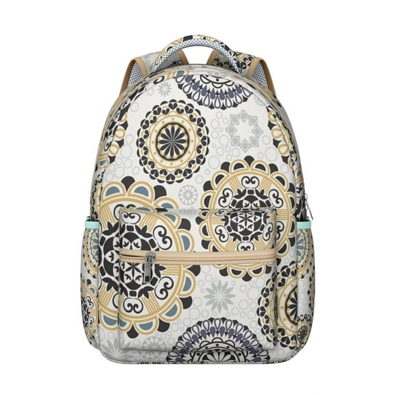 Ethnic Vintage Boho Backpack - Tribal Design & Durable Oxford Material | Spacious 17" Laptop Sleeve, Water-Resistant Daypack for School & Travel