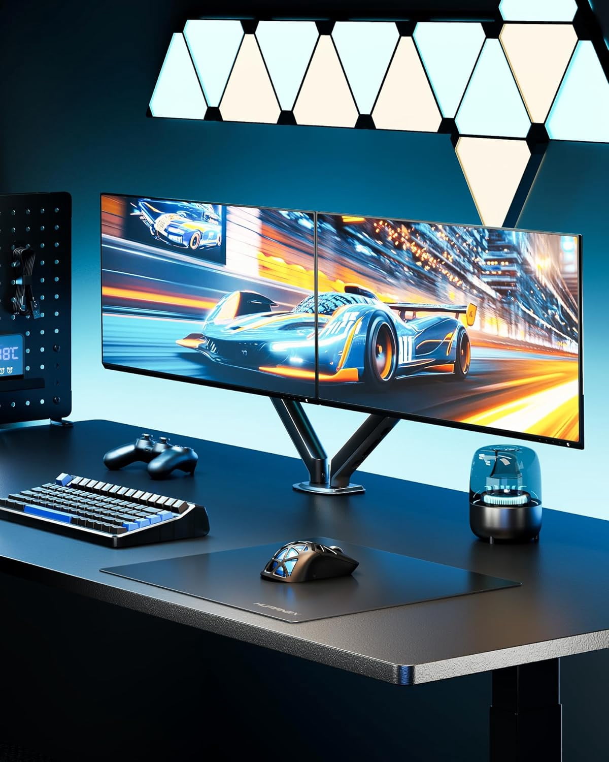 Dual Monitor Stand for Desk, 17-32 Inch Mechanical Spring Dual Arm, Heavy Duty Steel Adjustable Monitor Mount, Full Motion VESA 75x75/100x100, C-Clamp & Grommet, Holds  to 20 lbs Each