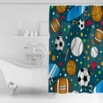 thumbnail image 2 of Polyester Fabric Sports Shower Curtain, Basketball Football Rugby Skateboard Teal Star, Waterproof Bathtub Curtain Bathroom Decor Set with Hooks 48 x 72 Inches,, 2 of 6