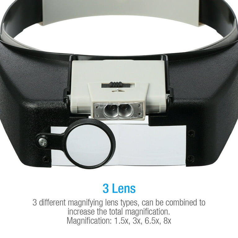 Jewelers Head Headband Magnifier LED Illuminated Visor Magnifying