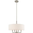 thumbnail image 3 of 4 Light Brushed Nickel Pendant Chandelier with Hand Crafted Oatmeal Fabric Hardback Shade, 3 of 4