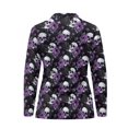 thumbnail image 4 of Chririnla Purple Floral Skull Halloween Funny Print Women's Long Sleeve Shirt Moisture Wicking Quick Dry Golf Tennis Sports Shirts Tops Slim Fit Straight Blouses for Holiday,2XL, 4 of 7