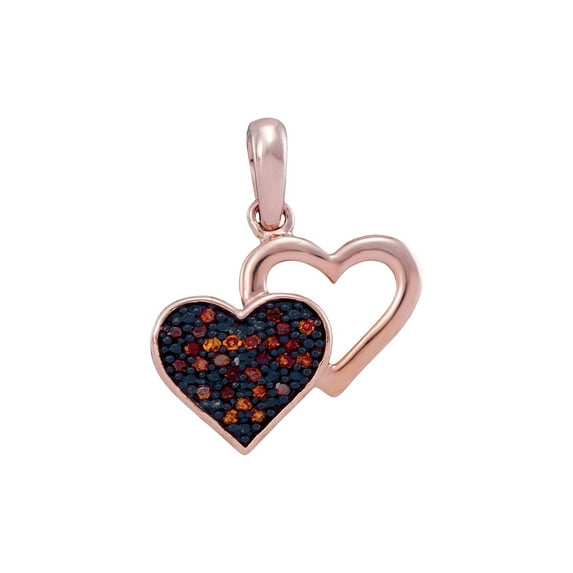 Diamond Princess 10kt Rose Gold Womens Round Red Color Enhanced Diamond Heart Pendant 1/12 Cttw