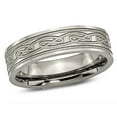 thumbnail image 1 of Mens Chisel Titanium Laser Etched Celtic Knot Polished Band Ring, 1 of 6