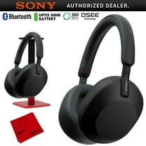 Sony WH-1000XM5 Wireless Industry Leading Noise Canceling Headphones, Black Bundle with Deco Gear Pro Audio Headphone Stand   Microfiber Cleaning Cloth