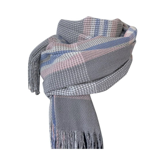 Yuanlong Women Scarves Winter Classic Color Blocked Tassel Wraps Shawls Daily Thermal Soft Large Blanket Scarf For Adult