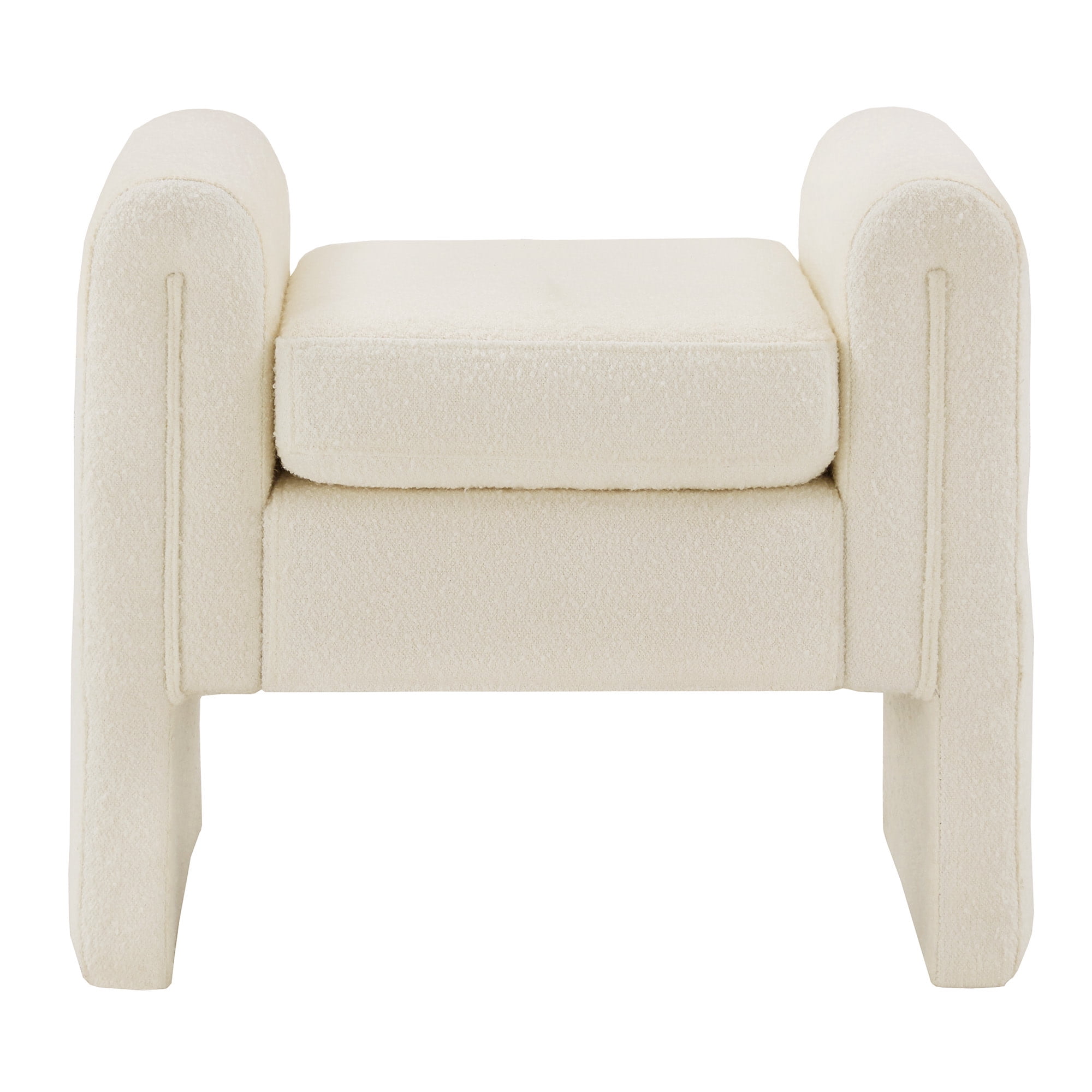 Weston Home Modica Upholstered Ivory White Boucle Bench, Small