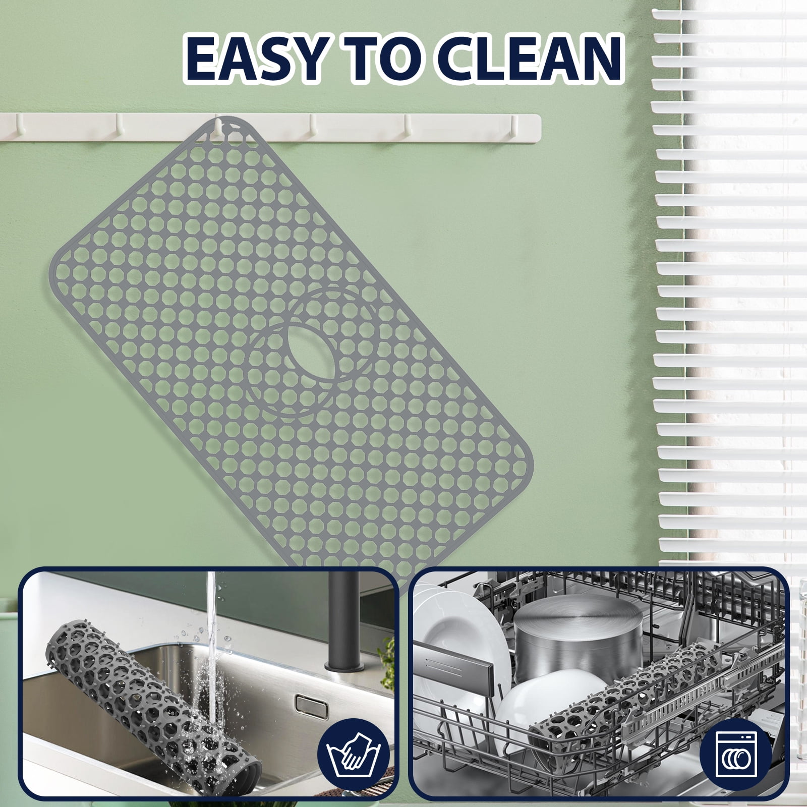 Hollow out Silicone Sink Protector Mat Cuttable Versatile Kitchen Sink Mat With Anti Slip Particle for Stainless Steel Basin Countertop