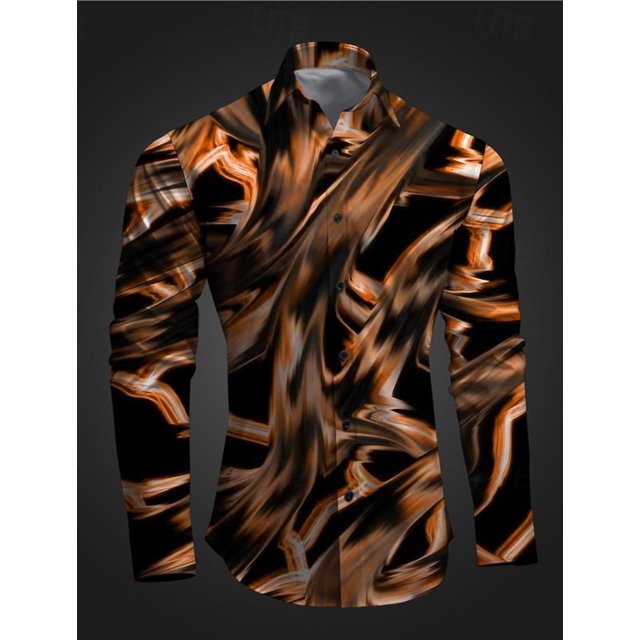 Camisa informal de manga larga con estampado 3D de subcultura de grafiti para hombre, para fiesta, calle, Vaion, primavera, verano, solapa, manga larga, rosa, rojo y azul