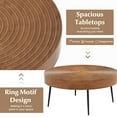 thumbnail image 4 of Canddidliike Set of 2 Solid Wood Ring Pattern Farmhouse Round Coffee Tables-Brown, Tea Table, 4 of 7