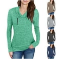 thumbnail image 2 of Womens Long Sleeve Tunic Tops Slim Fitted 1/4 Zip Cowl V Neck Pullover Tee Shirts Plus Size Fall Tshirts (3XL, Gray), 2 of 7