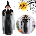 thumbnail image 4 of Hanging Witch Halloween Decorations Outdoor, Life Size Talking Witches with Light Up Eyes & Scary Sounds, Halloween Decor for Garden Haunted House Front Porch Door, 4 of 7