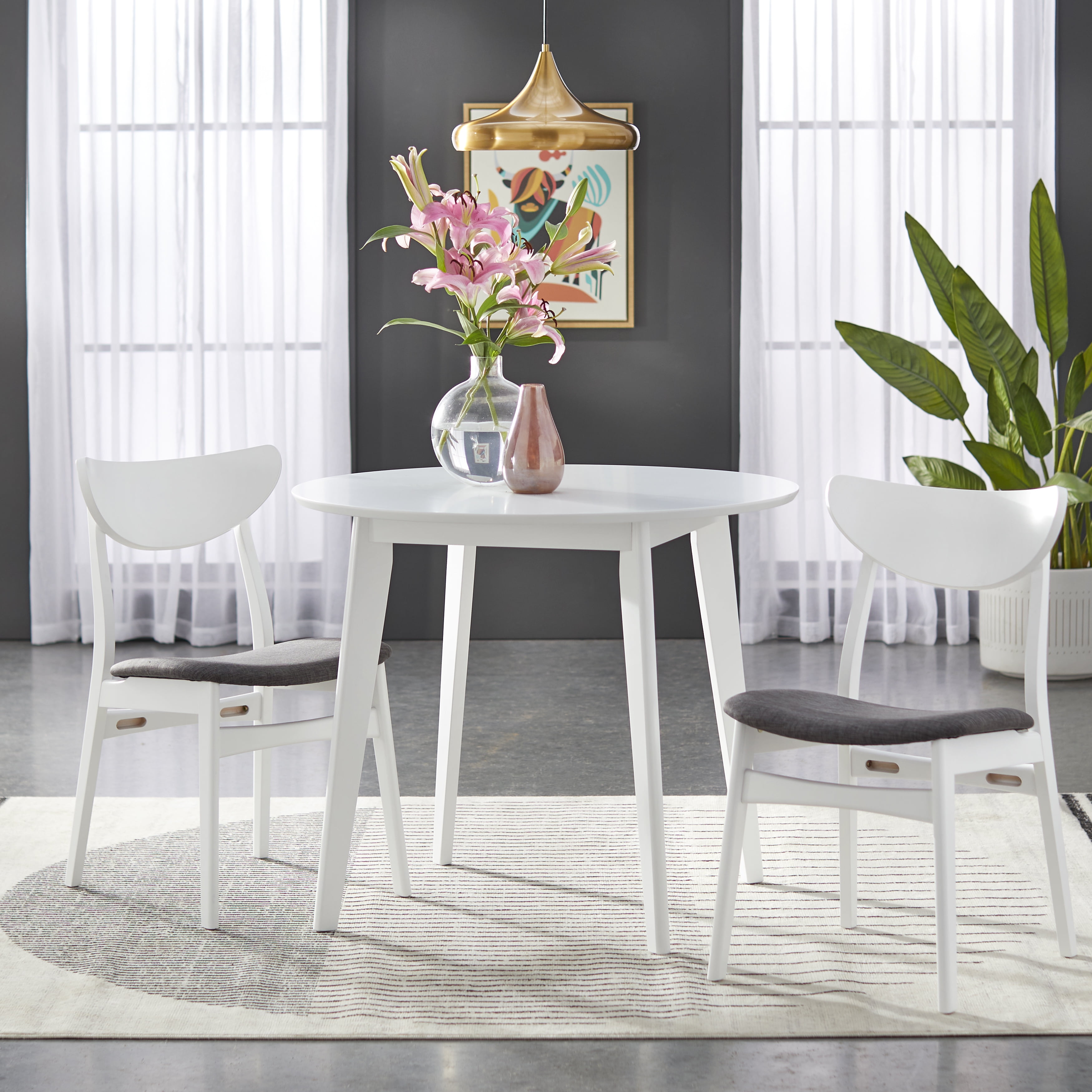 TMS Dafina Indoor Dining Chairs, Set of 2, White/Gray