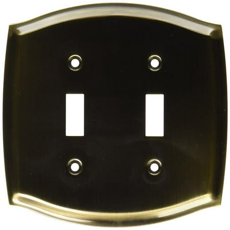 - Baldwin 4766050 Colonial Double Toggle Solid Brass Switch plate, Satin Brass & Black