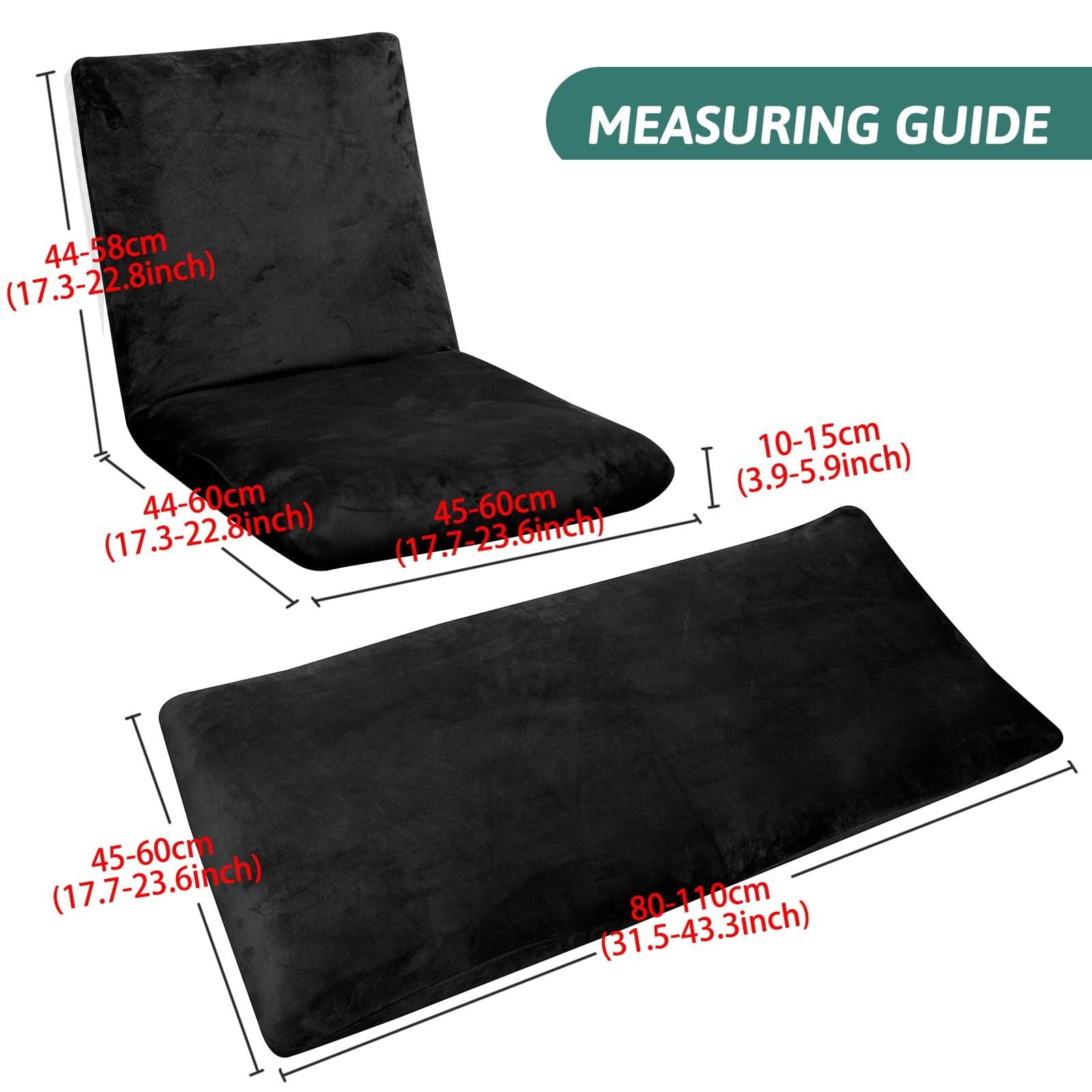 LKJYER Velvet Folding Floor Gaming Chair Cover Stretch Adjustable Floor Chair Slipcover Washable Padded Folding Gaming Sofa Chair Cover Floor Seating Lounge Chair Cover Protector for Living Room