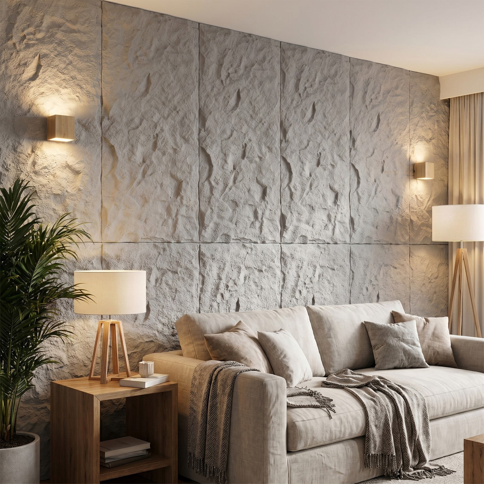 Plank & Hue 4Pcs 48"x24" 3D Faux Stone Wall Panels, Imitation Stone Wall Décor Wainscot Panel Board for Interior Accent Walls, Stone Gray