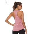 thumbnail image 3 of Gustave Women's Workout Yoga Tank Tops Quick Drying Racerback Tanks Fitness Running Athletic Loose Vest Solid Casual Sleeveless T-Shirts Activewear (Pink, L), 3 of 8