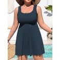 thumbnail image 4 of Asoul Womens Scalloped Ribbed Swim Dress Full Coverage Tummy Control One Piece Swimsuits Flowy Bathing Suits, 4 of 7