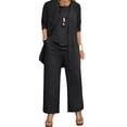 thumbnail image 2 of Joernso 3 Pcs/Set Women Coat Vest Pants Set Long Sleeve Cardigan O Neck Sleeveless Vest Elastic Waist Wide Leg Trousers Casual Loose Pantsuit Fall Spring Daily Wear Outfit, 2 of 8
