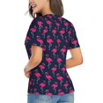 thumbnail image 3 of Wukai Cute Flamingo Classic V-Neck T-Shirt for Women: Comfortable, Stylish, and Versatile Wardrobe Essential-Large, 3 of 7