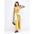 thumbnail image 5 of Women'S Summer and Autumn Long Elegant Versatile Slit Tight Sleeveless Dress Yellow L, 5 of 9