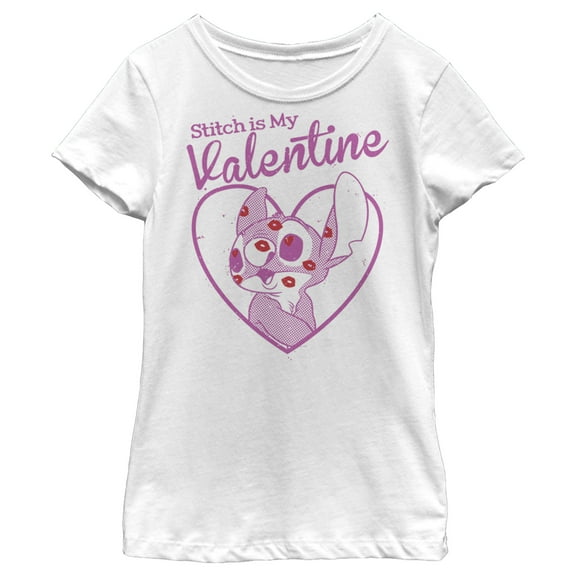 Girl's Lilo & Stitch Stitch Is My Valentine Graphic Tee White X Large