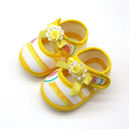 

〖Roliyen〗Toddler Shoes Baby Single Shoes Sandals Soft Girls Prewalker Watermelon Printing Sole Baby Shoes