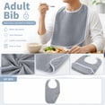 thumbnail image 6 of Gray Adult Stain-Resistant Neck Wear Bib, 30X18 in Terry Cloth Bib, Spill Proof Feeding Bib for Adults, Machine Washable Absorbent Drool Bib, Features Neat White Trim and Flexible, 6 of 7