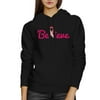 Believe Breast Cancer Gift Hoodie Black Pullover Hooded Sweatshirt