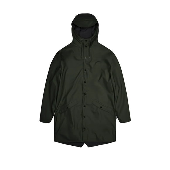 Rains Long Jacket in Green, S