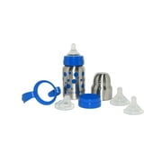 organicKidz Baby Grows Up Stainless Steel Bottle Set, 9oz - Blue, Wide Mouth
