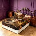 thumbnail image 4 of Manfei Wild Dinosaur Animals Twin Fitted Sheet,Retro Palm Tree Bedding,Orange Brown,2 Pieces,1 Fitted Sheet and 1 Pillowcase, 4 of 6