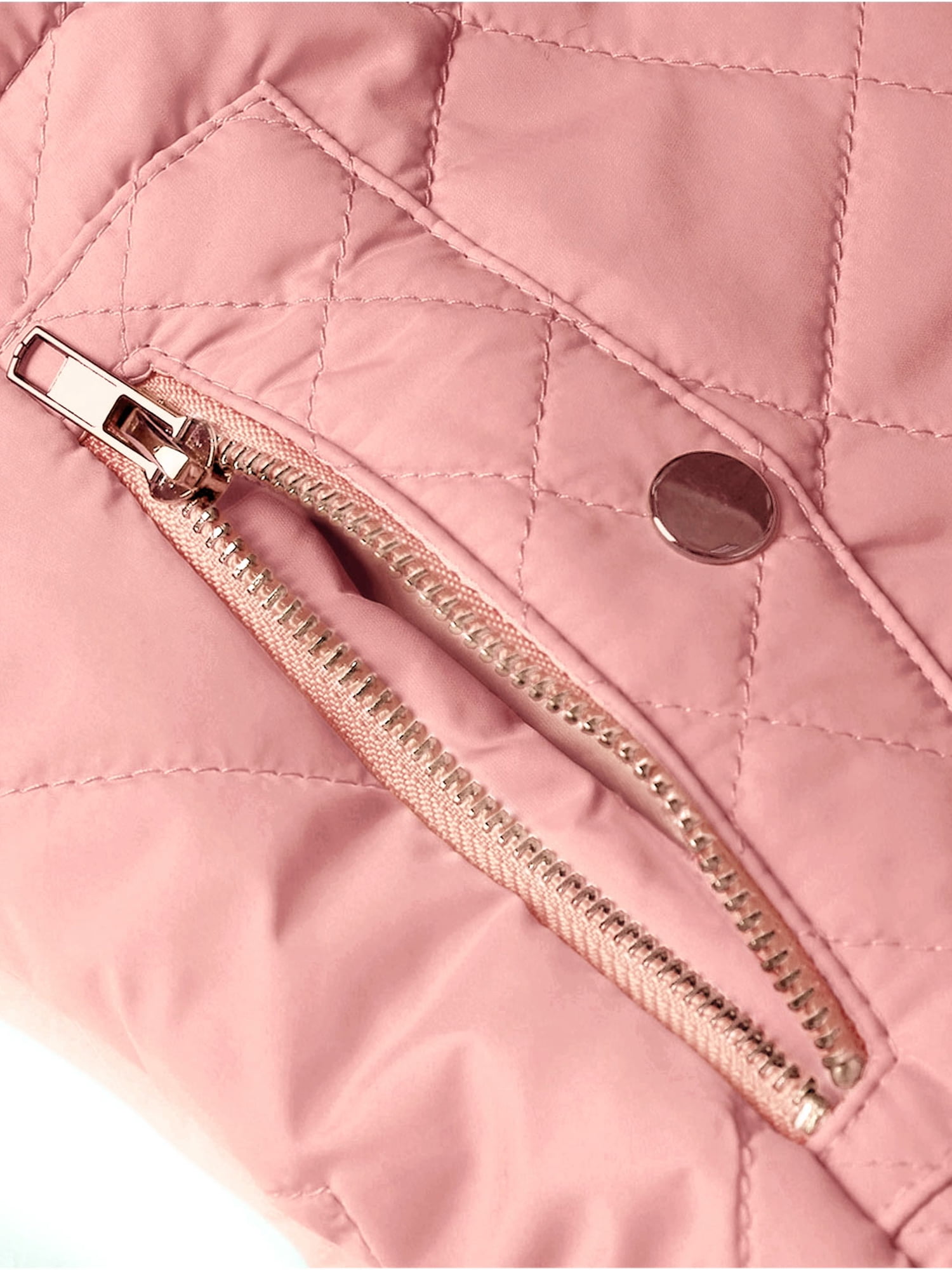 DARING DIVA Women's Zip Stand Collar Quilted Padded Vest M Dusty Rose