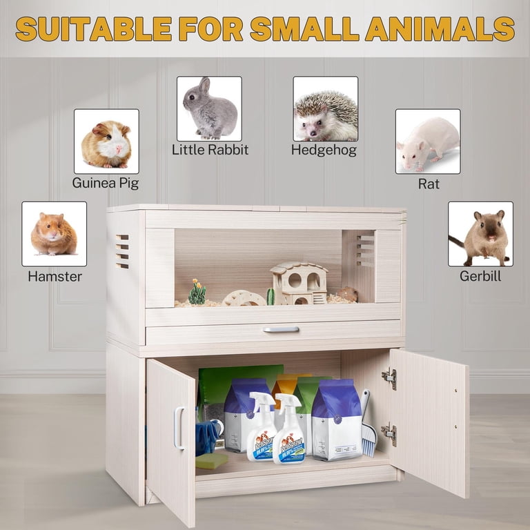 Segmart Deluxe Wooden Hamster Cage with Storage, Openable Top