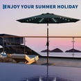 thumbnail image 2 of Parasol de Marché à DEL Solaires avec Manivelle d'Inclinaison Automatique, Parasol de Patio Extérieur à 8 Baleines Robustes, Résistant à la Décoloration, Blocage UV, Hydrofuge, pour Bord de Piscine, Jardin, Terrasse, Cour Arrière, 2 of 5