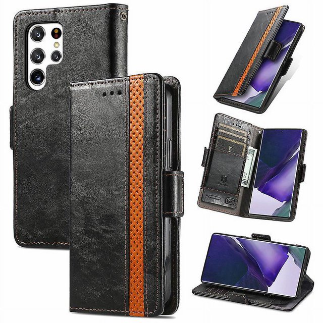 Funda de teléfono para Galaxy S22 Plus Funda de cuero para teléfono Flip Business Card Holder Funda protectora a prueba de golpes negro Rojo Verde
