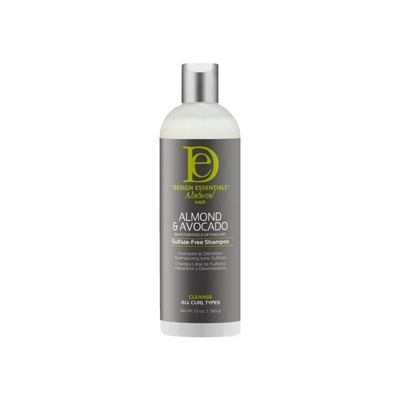 Design Essentials Champú natural hidratante y desenredante de almendras y aguacate sin sulfato, 12 onzas