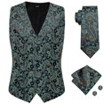 thumbnail image 1 of Chaleco de lujo de Jacquard de seda de Cachemira de oro púrpura para hombre, conjunto de corbata, chaleco azul marino Borgoña, corbata, gemelos y pañuelo para hombre, 1 of 5