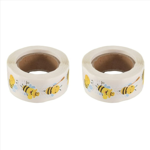 2X Rollo de Pegatinas de Abejas: 500 Pegatinas Lindas de Abejas para Guarderías, , Material de Oficina y Manualidades
