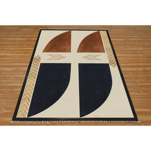Casavani Handwoven Beige Cotton Dhurrie Square Dining Room Carpets Outdoor Patio Rug 9x9 feet