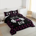 thumbnail image 3 of Feelyou Women Fitness Sport Full Size Comforter Sets, Black Pink Ribbon Bedding Sets, 3pcs, 3 of 8