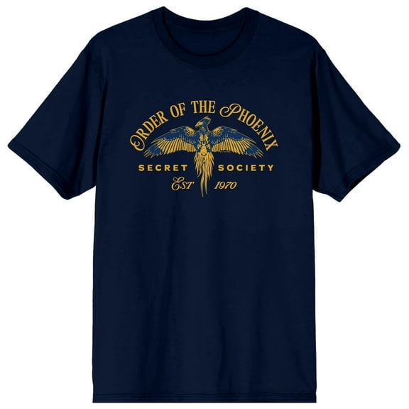Harry Potter Order Of The Phoenix Secret Society Crew Neck Short Sleeve Navy Women's T-shirt-Medium