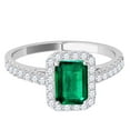 thumbnail image 4 of Mauli Jewels Engagement Rings for Women 0.9 Carat Diamond And Emerald Shape Emerald Bridal Set Ring 4-prong 10k White Gold, 4 of 6