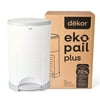 Dekor Eko Plus Diaper Pail Made with 70% Recycled Materials, Hands-Free: Step–Drop–Done | Cost-Effective Refill System | Great Cloth Diaper Pail, White