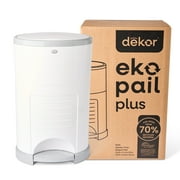 Dekor Eko Plus Diaper Pail Made with 70% Recycled Materials, Hands-Free: Step–Drop–Done | Cost-Effective Refill System | Great Cloth Diaper Pail, White