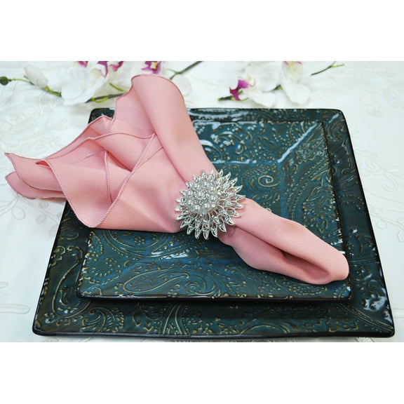 Wedding Linens Inc. (10 pcs) 17" x 17" Polyester Linen Napkins - Rose Pink