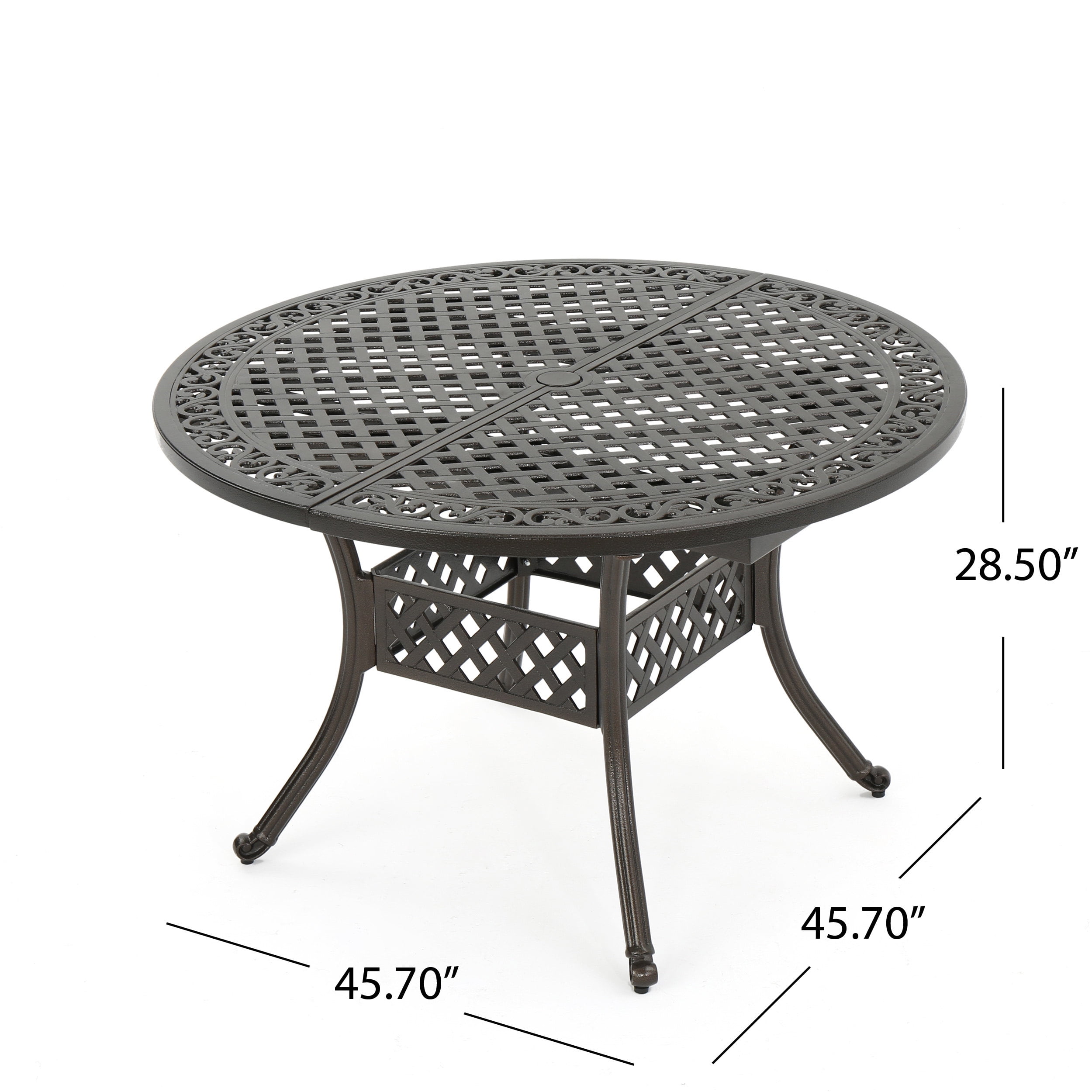 Stephano Island Outdoor Expandable Aluminum Dining Table, Hammered Bronze